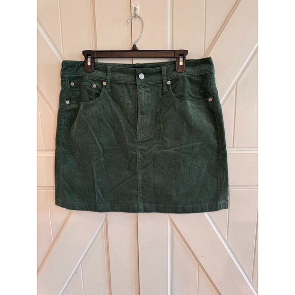 NWT J Crew Corduroy Mini Skirt A-line Dark Green Womens Size 12 - Picture 2 of 9